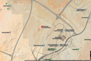 A screenshot of the Google Maps view of Etlaq spaceport set in the desert with no visible signs of construction